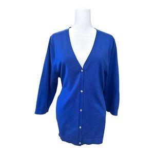Lands’ End Outfitters Cardigan Blue Button Up Women’s Size L